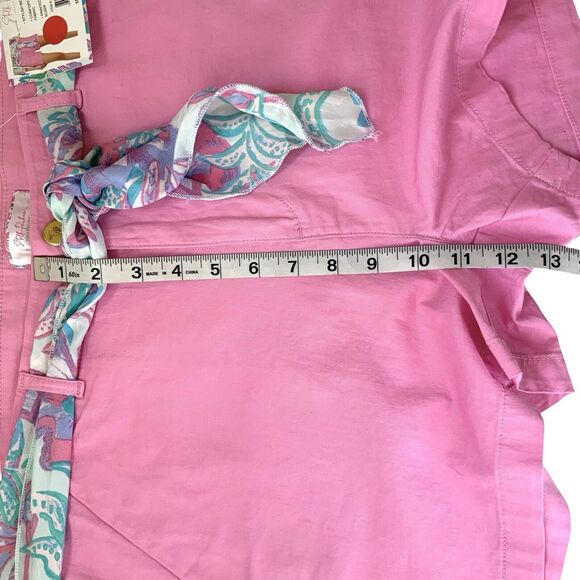 Stella Parker Women's Stylish Belted Short w/ Printed Waist Scarf Pink Size 12 - Picture 11 of 12
